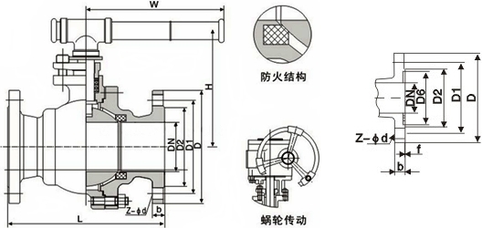 硬密封法蘭球閥結構圖